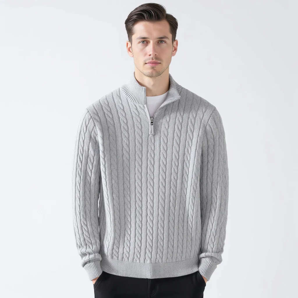 TAEBAEK Zipped Cable Sweater - Image 4